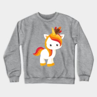 Thanksgiving Unicorn, Cute Unicorn, Feathers Crewneck Sweatshirt